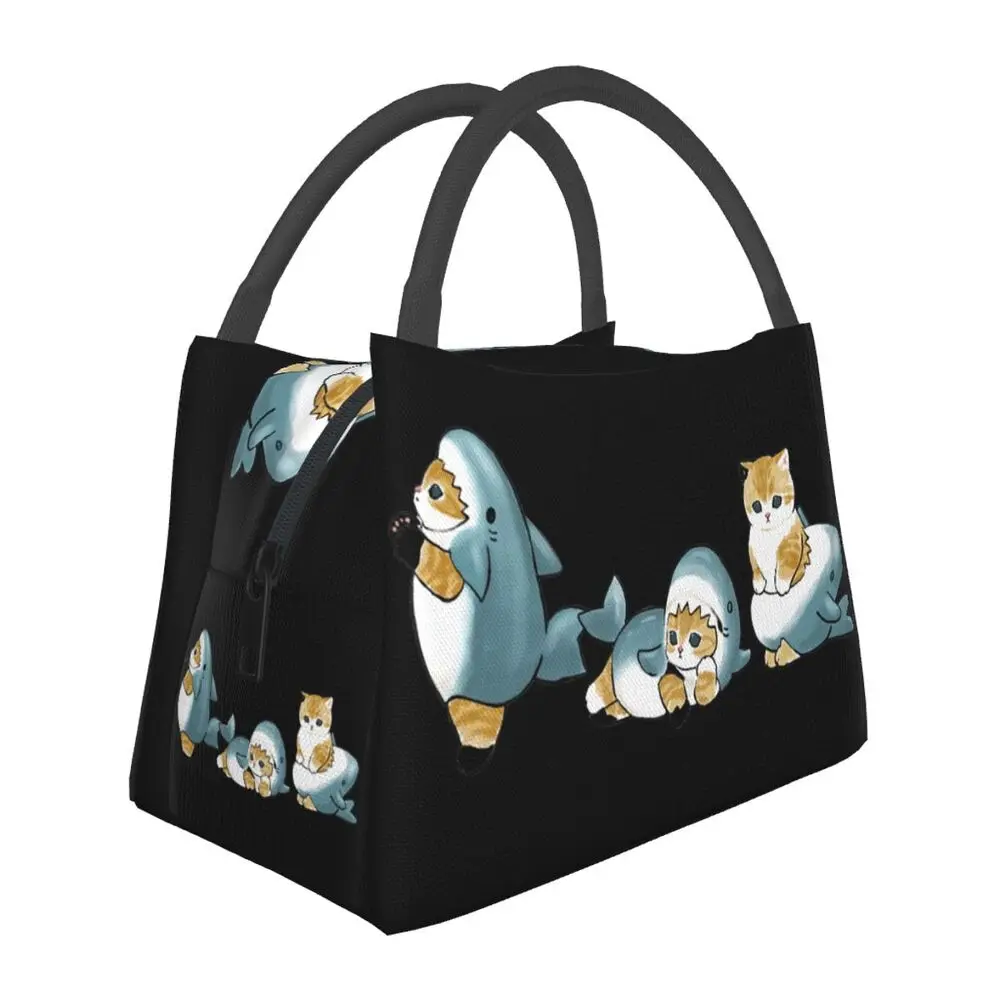 

Cartoon Manga Animal Cat Shark Insulated Lunch Bag for Women Resuable Cooler Thermal Lunch Tote Beach Camping Travel