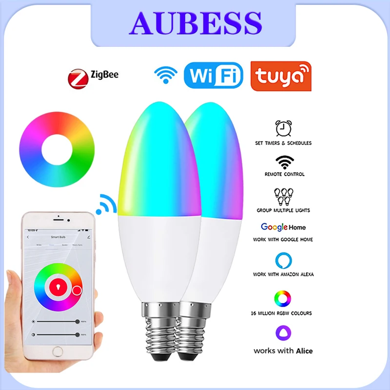 

Умсветильник лампа Tuya с Wi-Fi, E14, 5 Вт, с регулировкой яркости