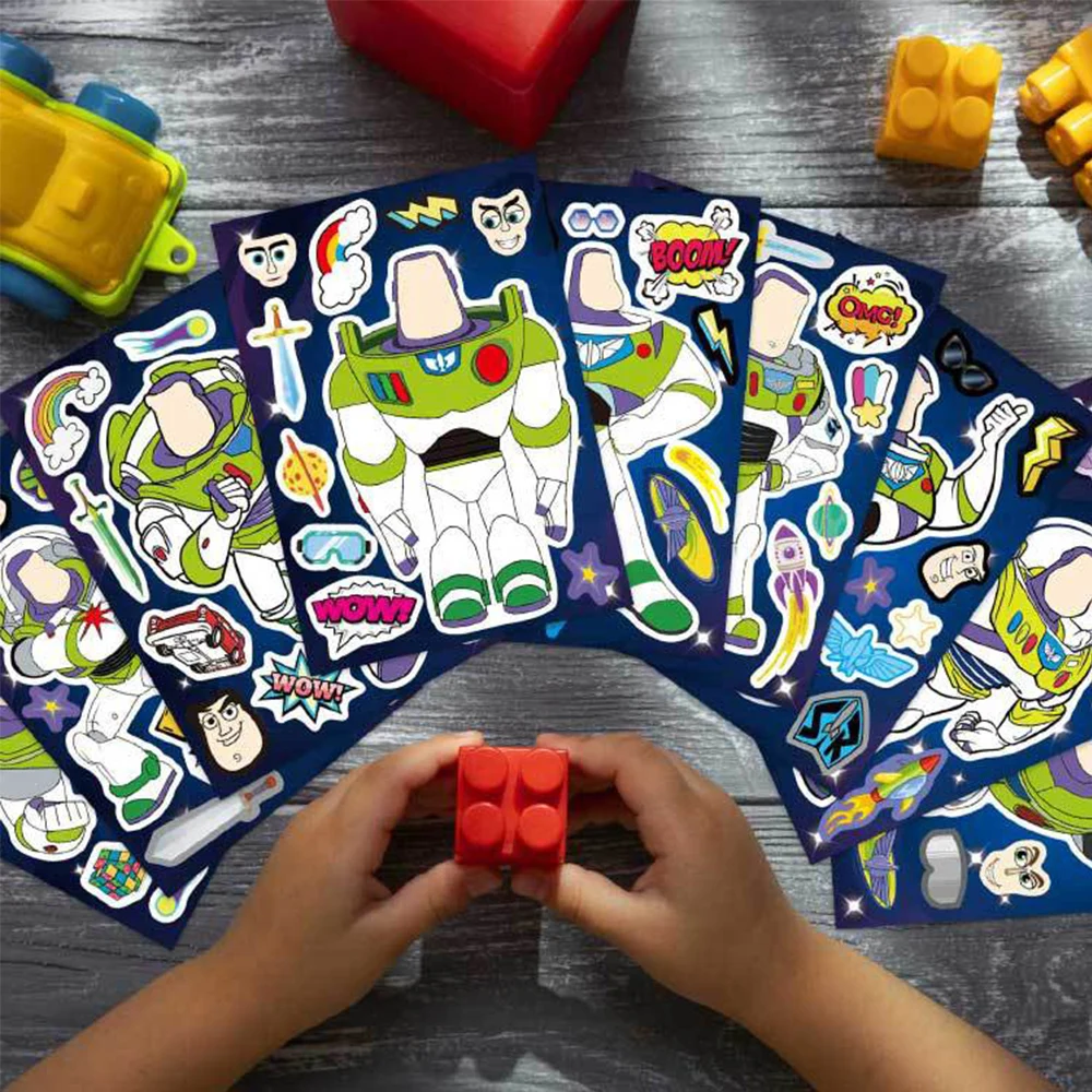 8/16 листов Disney Toy Story Make a Face Puzzle Stickers Базз Лайтер Дети Соберите игрушки-головоломки