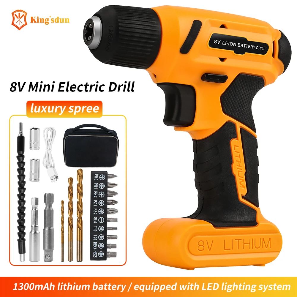 Electric Screwdriver 10n.m High Torque Screwdriver Set 1300mah Large Capacity Rechargeable Electric Drill Home Improvement Tools