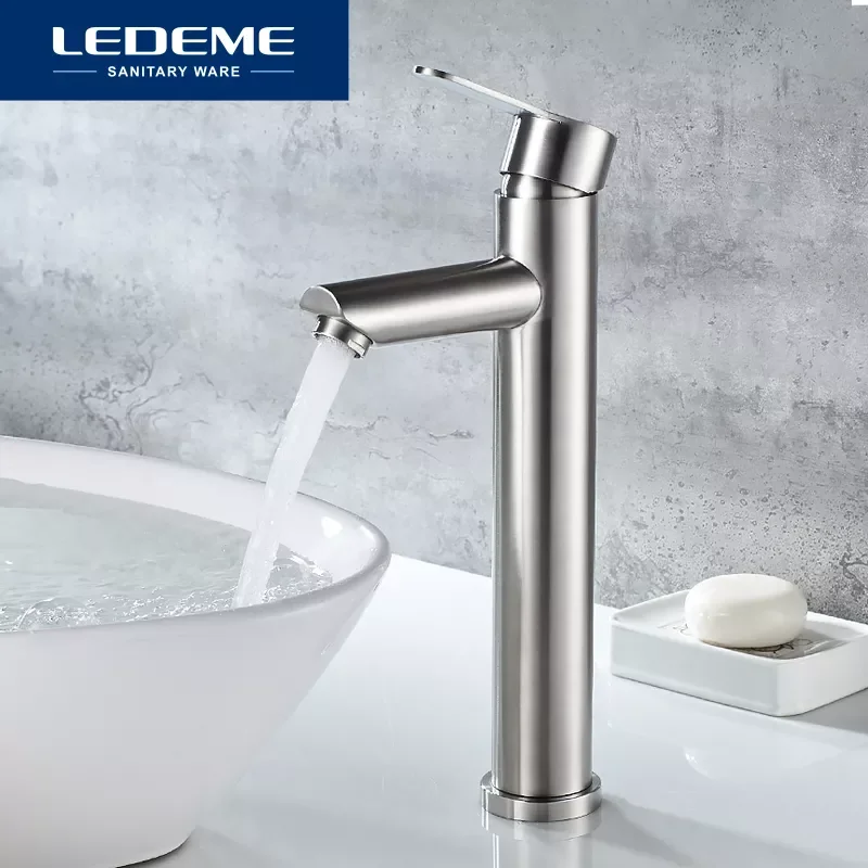 

Stainless Steel Basin Faucet Bathroom Faucet Hot Cold Mixer Tap Single Hole Countertop installation Basin Faucets L71103