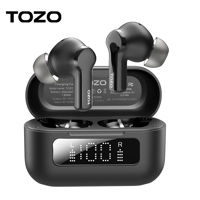 Фото Беспроводные наушники TOZO NC3, 45 дБ, Bluetooth-наушники с шумоподавлением, TWS-наушники, светодиодный дисплей, мощность 32 эквалайзера, поддержка приложения №1