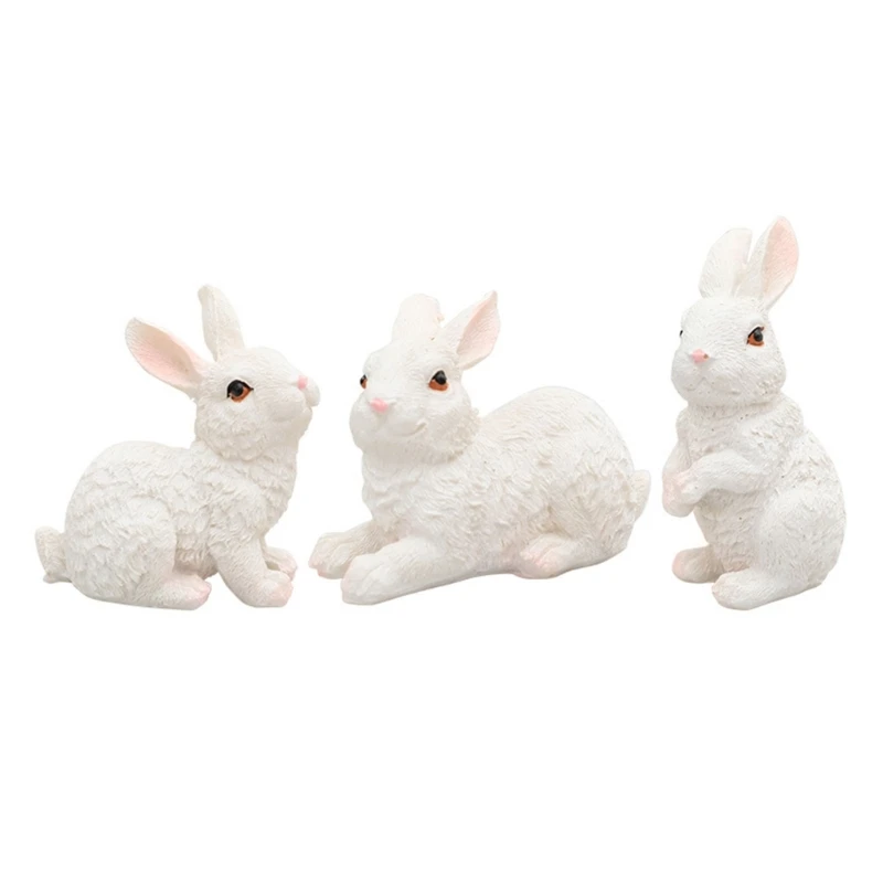 

Resin Bunny Statue Yards Garden Crafts Small Landscape Miniature Rabbit Figurine Ornaments Animal Statue Resin Material