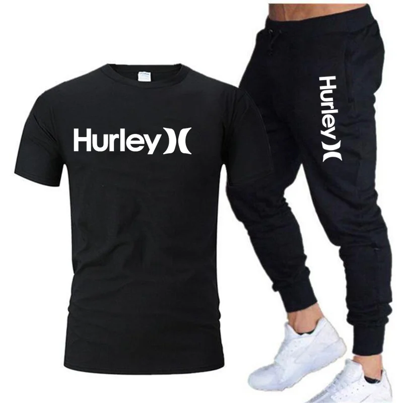New men's Hurley casual sportswear summer sportswear two-piece T-shirt sportswear men's sweater sportswear T-shirt
