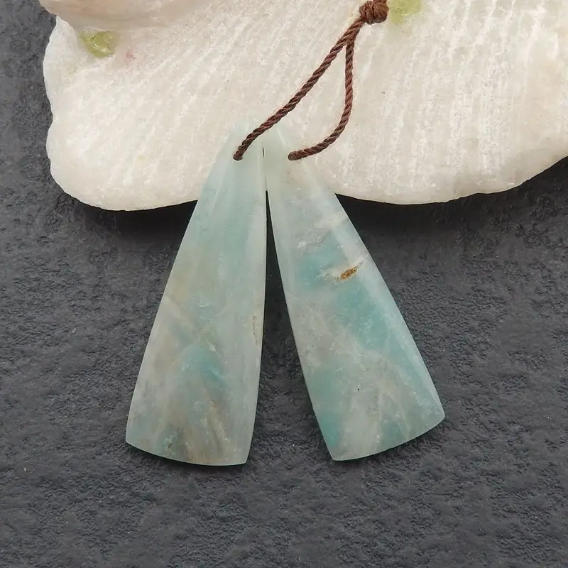 

New Design Natural Stone Amazonite Front Drilled Earring Bead 40x15x4mm 7g Fashion Style Jewelry Women Earrings