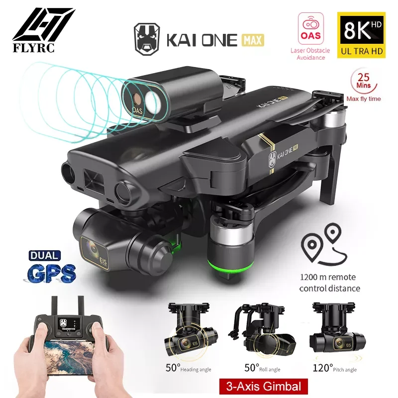 

KAI ONE MAX GPS Obstacle Avoidance 4K Drone Professional 8K HD Dual Camera 3 Axis Gimbal Brushless RC Foldable Quadcopter Gifts