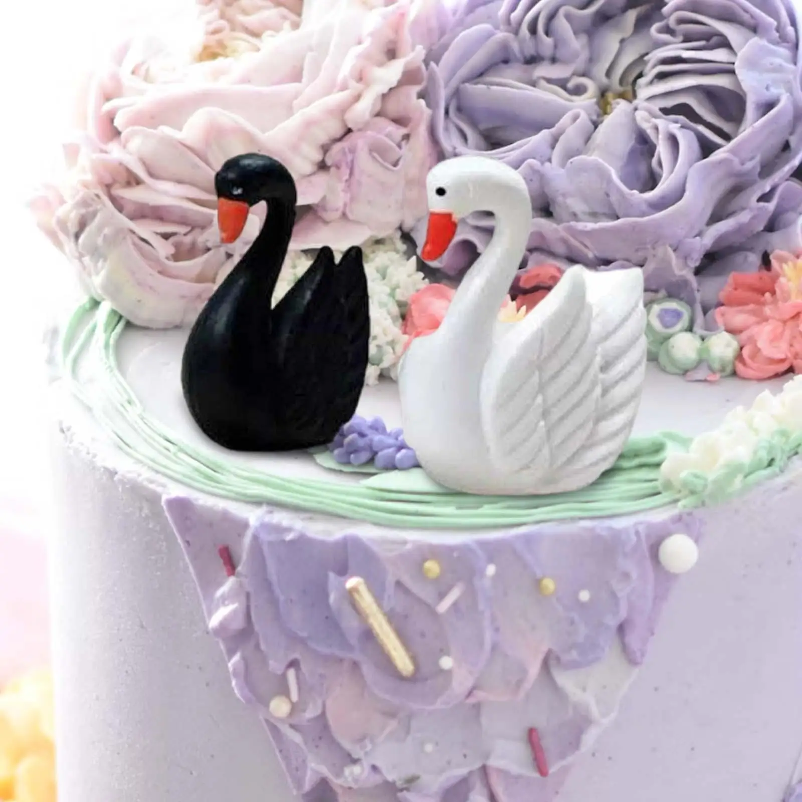 

Cake Topper Swan Sculpture Baking Supplies Happy Birthday for Birthday Halloween