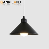 ganriland retro iron metal e26 e27 pendant light black white europe ceiling light industrial style for cafe resturant decorative