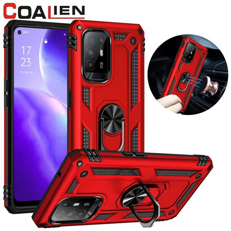 

Shockproof Phone Case For OPPO R15 R17 R19 F11Pro F19 F17 Pro Magnetic Ring Cover For OPPO Reno 4Lite 5F 6 4F 5Z 2Z Realme C21