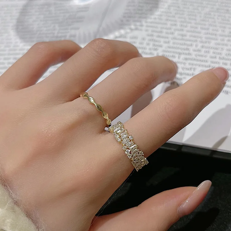 

Luxury Cubic Zirconia Ring Opening Rings For Woman Designer Fashion Gothic Finger Jewelry Wedding Party Girl's Sexy Ring Gifts