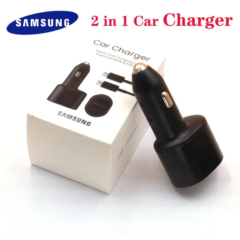 

Samsung S22 S21 Ultra Fast Car Charger Original 45W+15W Dual USB Adaptive Quick Adapter For Galaxy Z Fold 2 3 5G Note 20 10+ A32