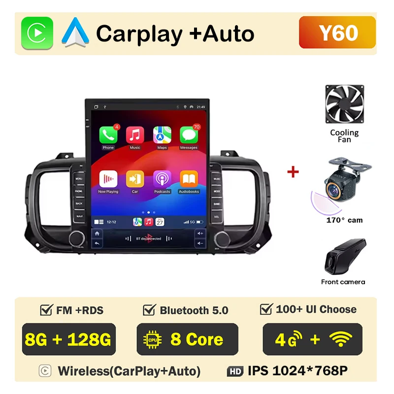 

9,7 "Android для Citroen Jumpy 3 SpaceTourer для Peugeot Expert 3 для Toyota Proace 2016-2021, авторадио, автомобильная навигация, Carplay