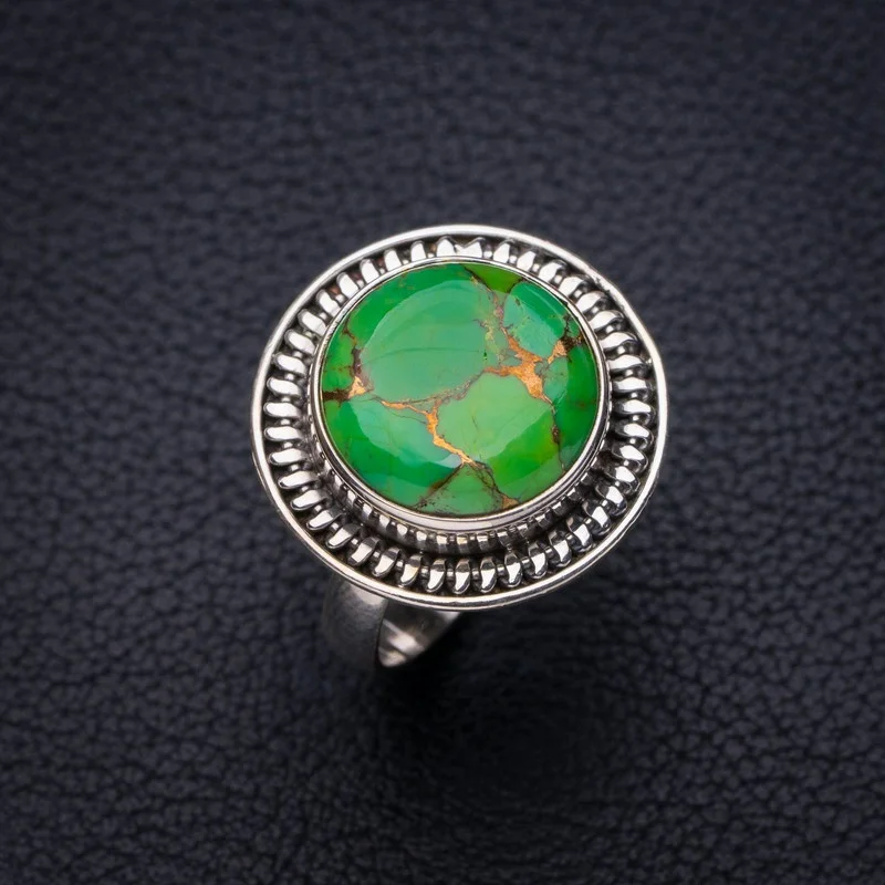 

StarGems Natural Copper Turquoise Handmade 925 Sterling Silver Ring 7.75 E8654