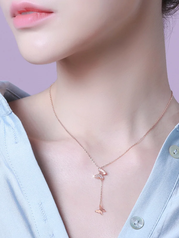 Ожерелье из стерлингового серебра легкое 2023 новое женское сетчатое красное