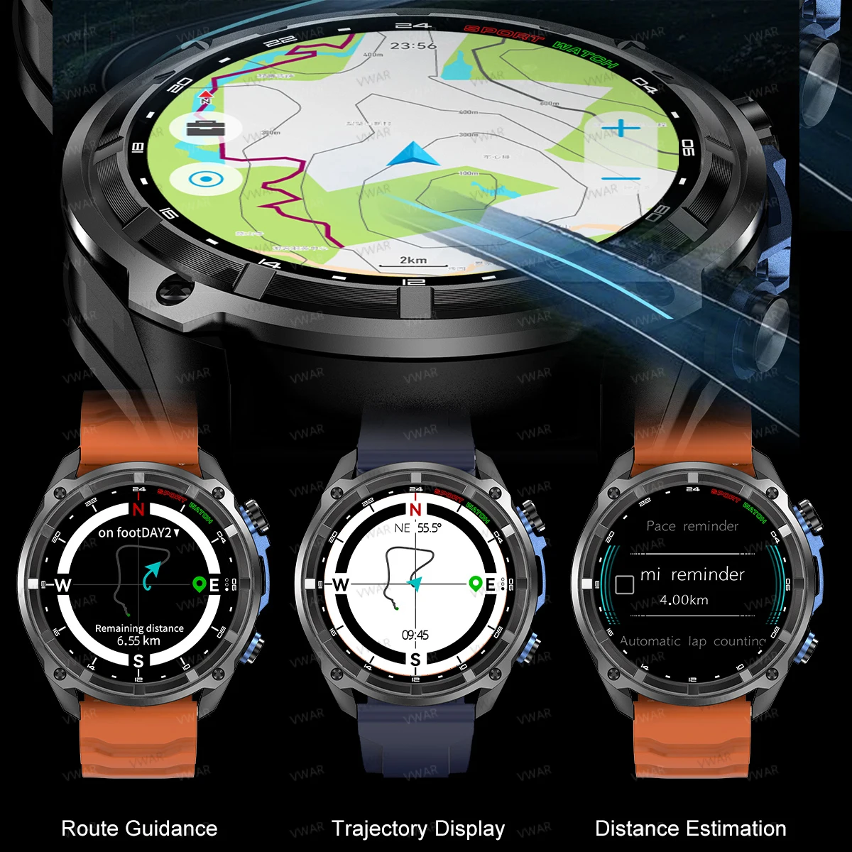 Фото 2025 НОВЫЕ GPS Смарт-часы с картами автономной памяти 4 ГБ Видеоплеер Военные спортивные умные часы для мужчин 30 м Водонепроницаемые AMOLED для плавания №3