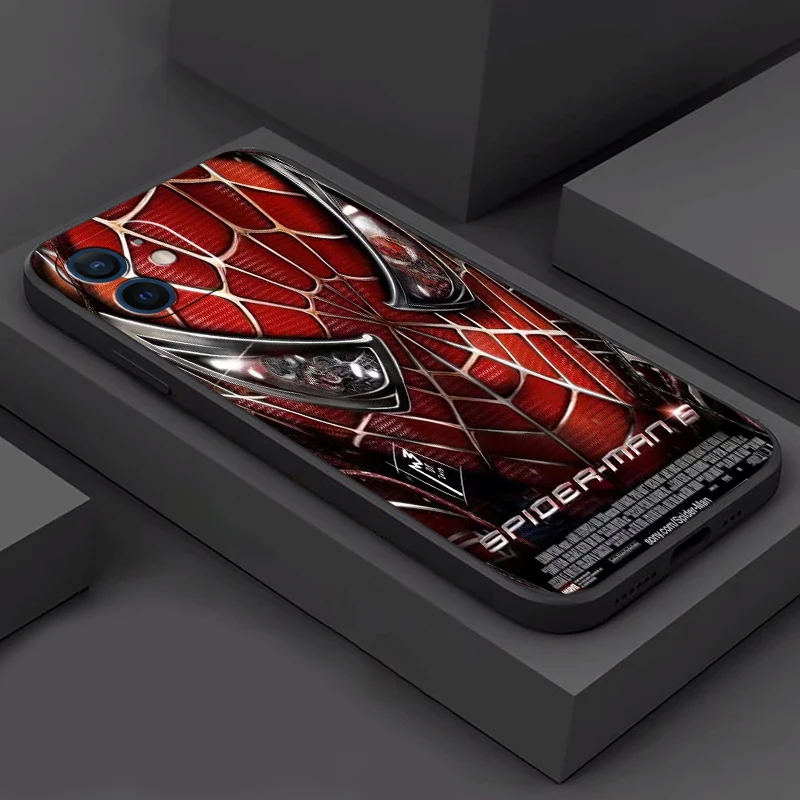 

MARVEL Spider-Man Phone Case For Funda iPhone 11 12 13 Pro Max Mini X XR XS SE 2020 5s 6 7 8 Plus Carcasa Celular Black