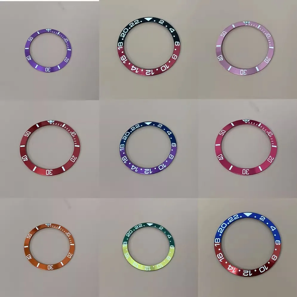 

Color aluminum sheet 38mm*30.5mm aluminum bezel insert replacement watch insert ring super luminous celebrity watch accessories