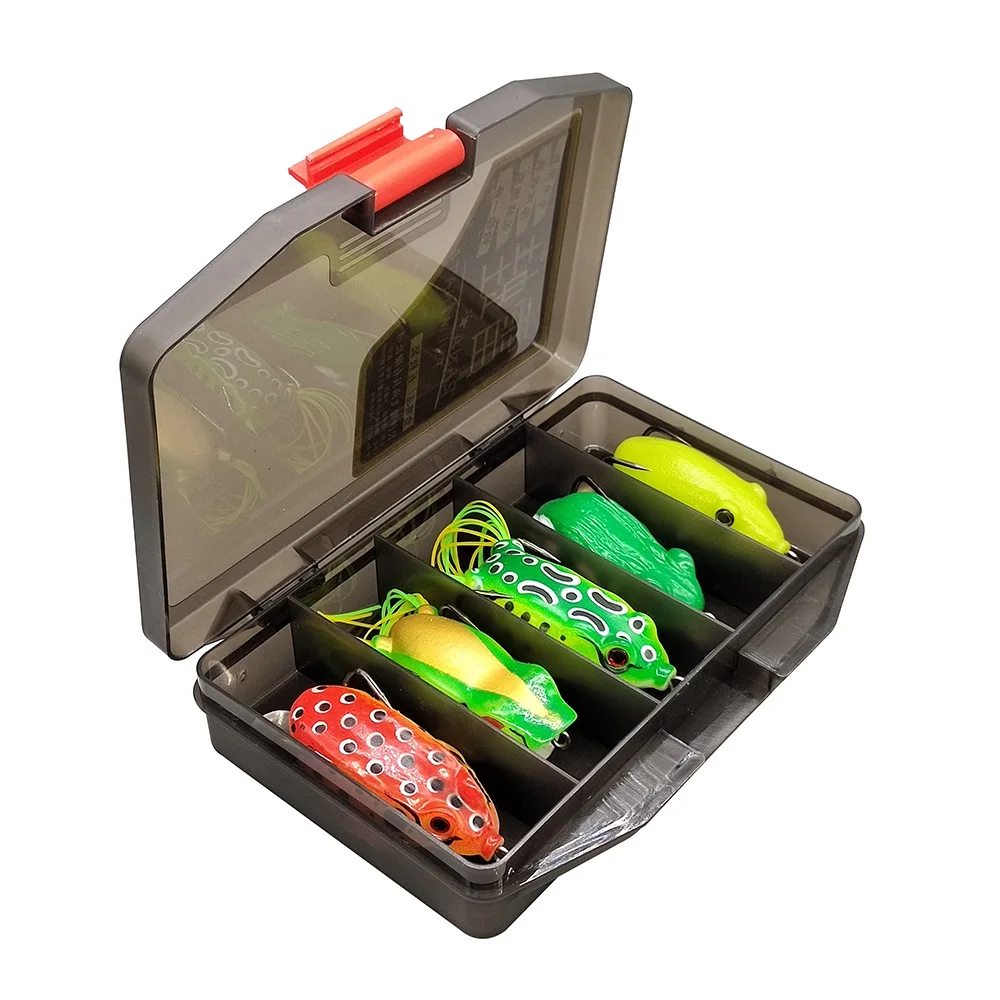 Фото Оптовая продажа искусственных мягких приманок Top Water Frog Lures — коробка из 5 предметов, 54 мм/8 г и 60 мм/12 г №4