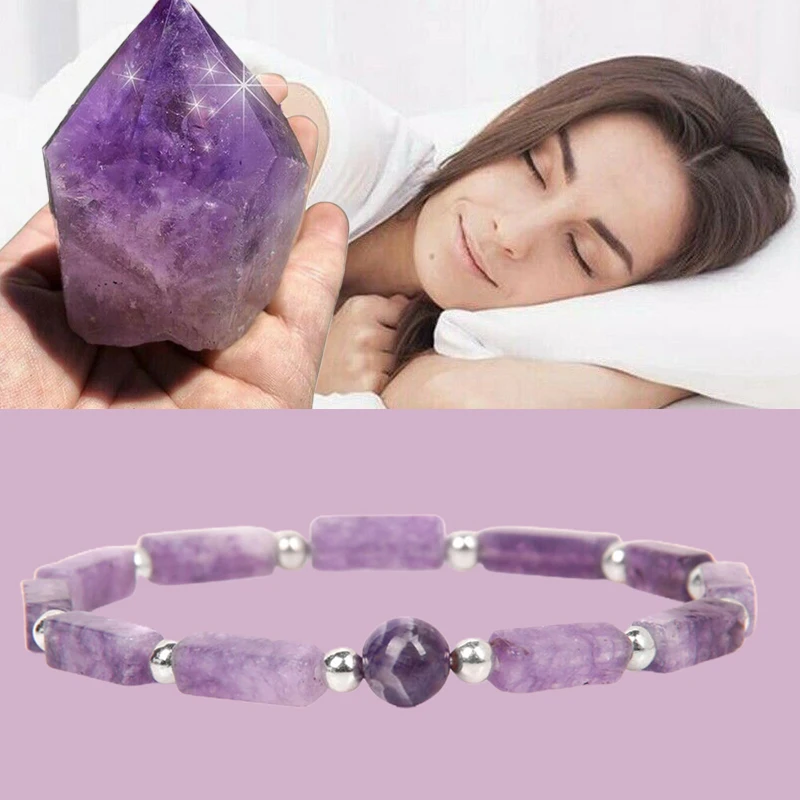 

Amethyst Body-purify Slimming Bracelet Natural Amethyst Bead Energy Bracelets for Women Used To Relieve Fatigue Lose Weight Gift
