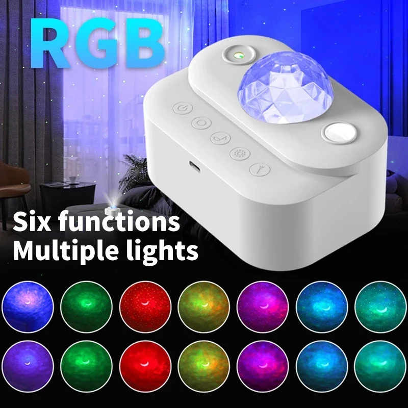 

LED Night Light Star Galaxy Projector Moon Night Lamp Ocean Wave With Music Mood Remote Control For Childrens Xmas Gifts