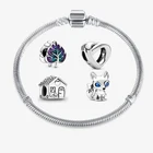 MC серебряный цвет фиолетовый лист синий CZ лиса сердце дом шармы бусины подходят для модных ретро браслет ювелирные изделия подарок для женщин