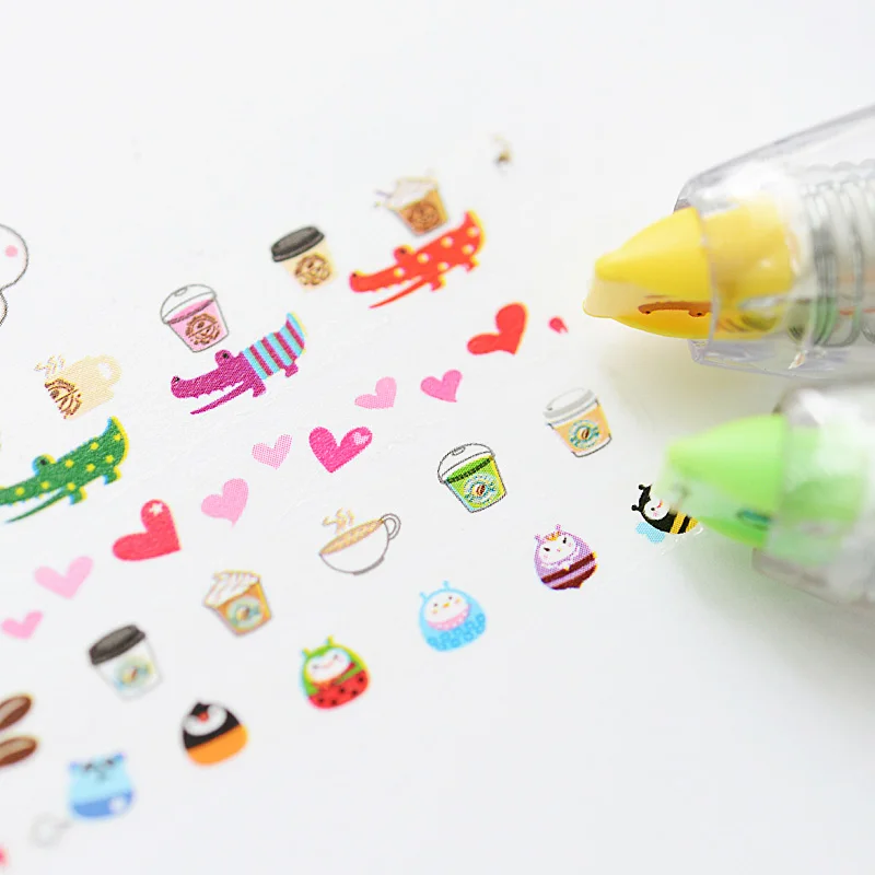 Cartoon Floral Sticker Tape Pen: Fun Kids Stationery