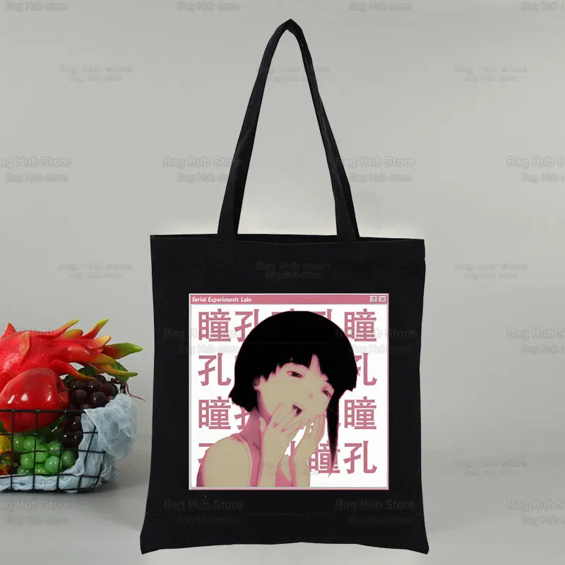 

Anime Serial Experiments Lain Shopping Canvas Bag Female Girl Tote Eco Harajuku Shopper Iwakura Manga Shoulder Bags,Drop Ship