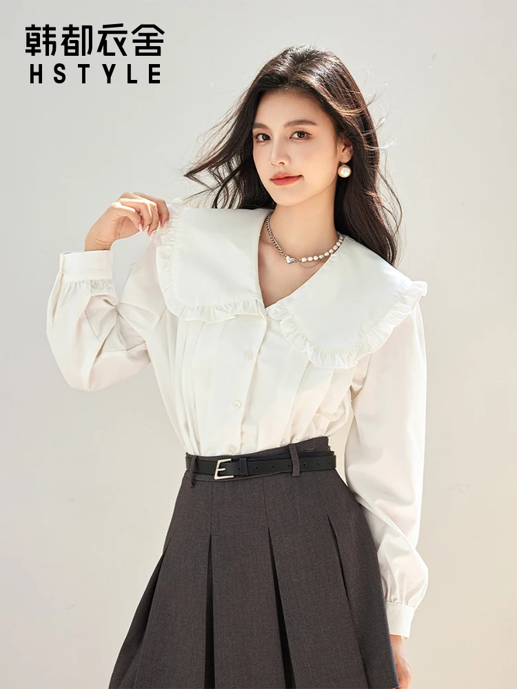 Handu Clothing House белые рубашки с кукольным воротником во французском стиле женские