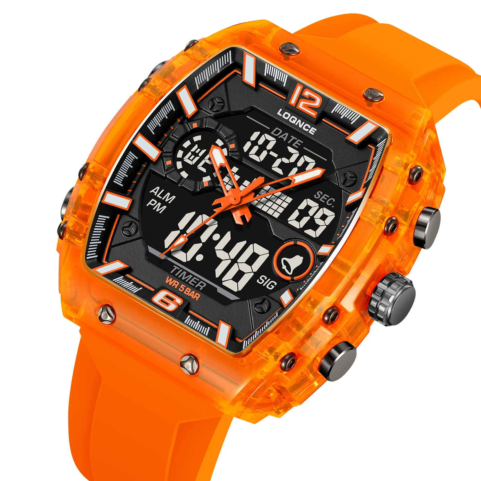 LOQNCE Спортивные часы Модные мужские 50 м Водонепроницаемые прямоугольные