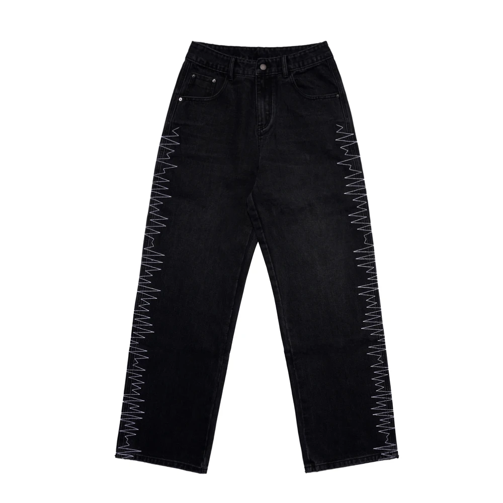 

Men Wide Leg Pants Hiphop Black Baggy Jeans Frayed Ripped Jeans Hip Hop Streetwear Men's Trousers Costume Man Loose Jeans