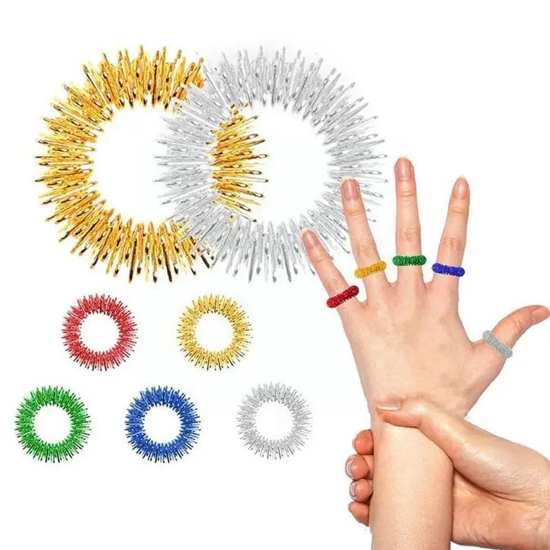 

Spiky Sensory Decompression Toys Finger Rings Acupressure Ring Stress Relief Anxiety Relief Finger Toys For Adult Kids D9s7