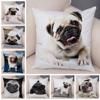cute pug dog cushion cover both sided print decor pet animal pillowcase for car sofa home car soft plush throw pillow case