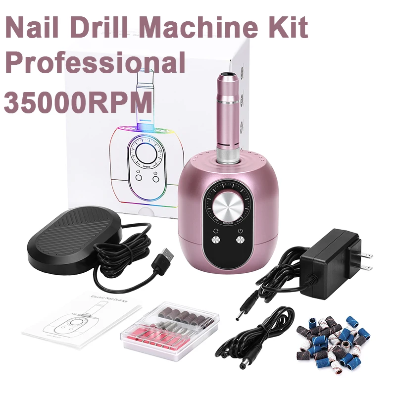 Professional Rechargeable Nail Drill Machine Kit With HD LED Display Manicure Machine Electric Nail File Nail Art Salon Tools