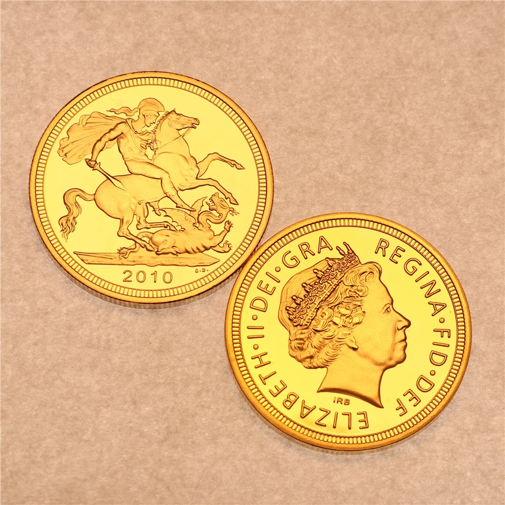

2010 British St George Dragon Gold Sovereign Coin Uk Gold Sovereign 1Pcs Free Shipping Dia. 40mm 1 Ounce Gold Plated
