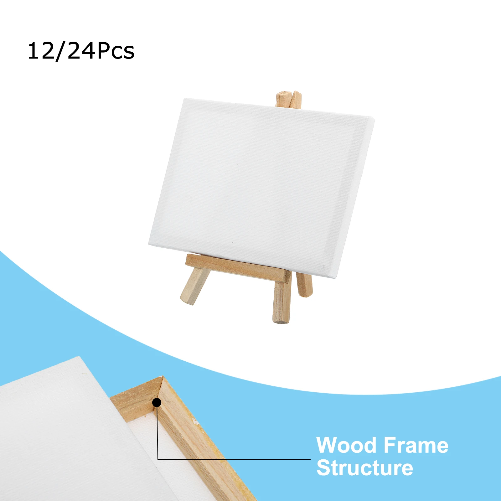 Мини-холстовая доска и мини-деревянный мольберт 12/24 шт