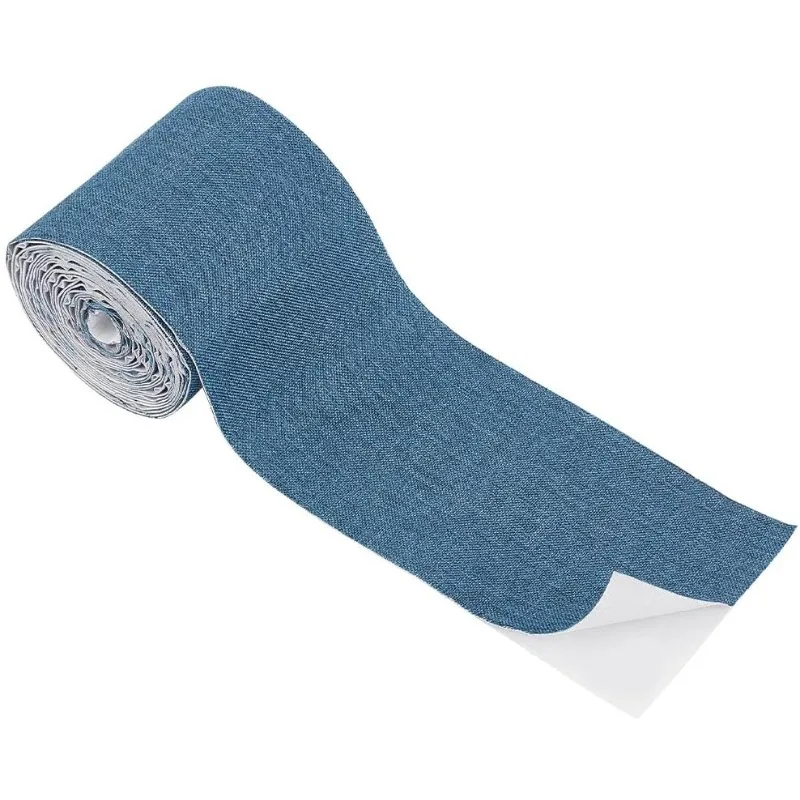 1 рулон самоклеящиеся Пластыри для ремонта синей льняной ткани 3x118 дюйма