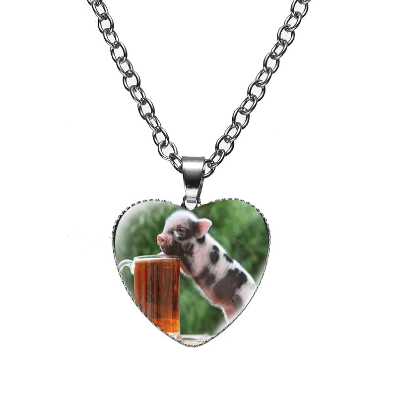 Ожерелье с подвеской в виде милой свинки и сердца ожерелье милыми забавными