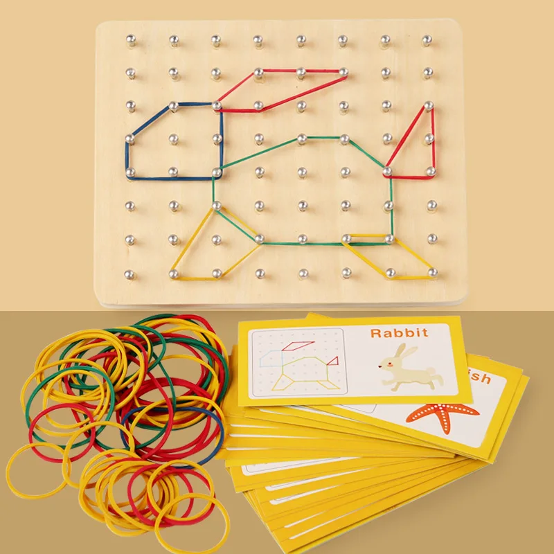 

Montessori Graphic Nail Board Creative Jigsaw Puzzle Toy Animal Geometry Math Teaching Aids Children Early Education Toy For Kid