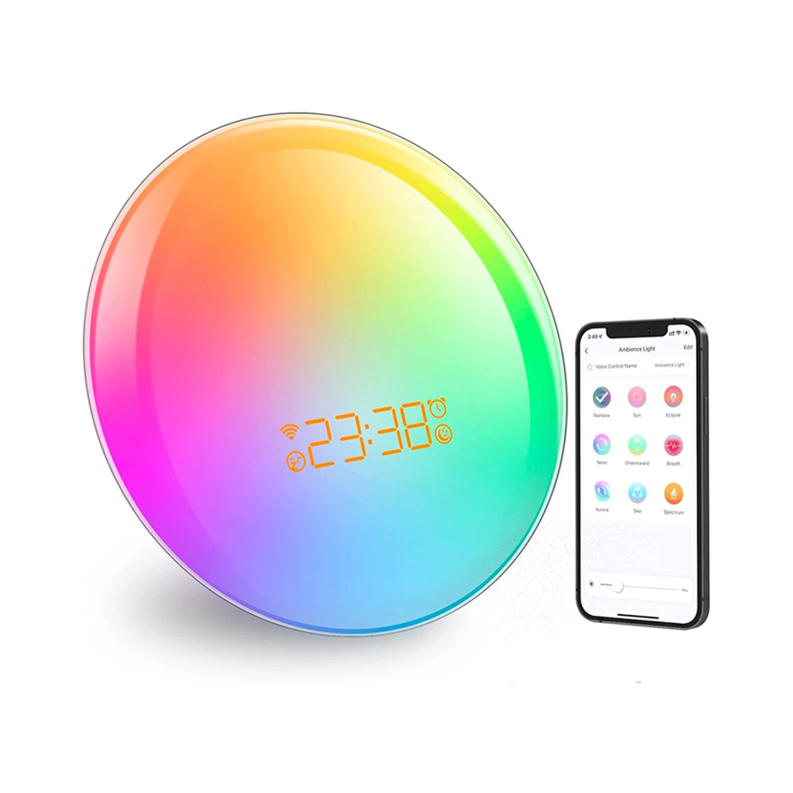 

Alarm Clock APP Sunrise Sunset WIFI Smart Workday Atmosphere Gift Wake Up Light