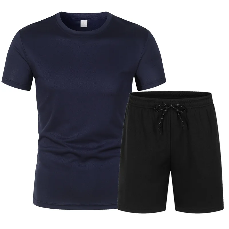 Summer men's set casual breathable round neck short sleeved T-shirt+men's shorts fitness training jogging men's sports set