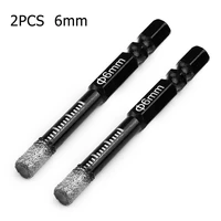 2pcs 6mm vaccum brazed diamond dry drill bits hole saw for marble ceramic glass tile stone hole open power tools accessories