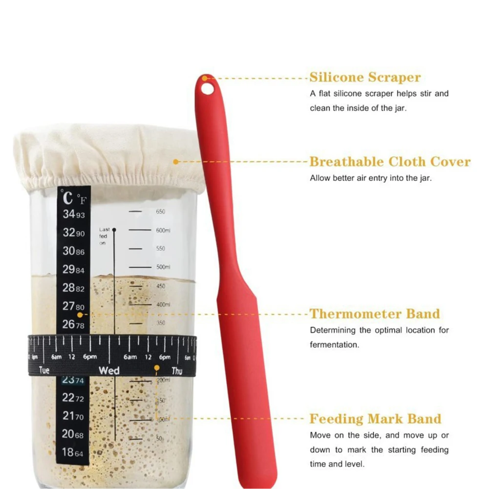 Комплект для выпечки хлеба sourтеста легкая ферментация 24 дюйма со скребком