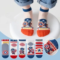 5 pairs baby boys socks marvel captain america kids socks cotton summer thin breathable children cartoon short socks 1 12 y