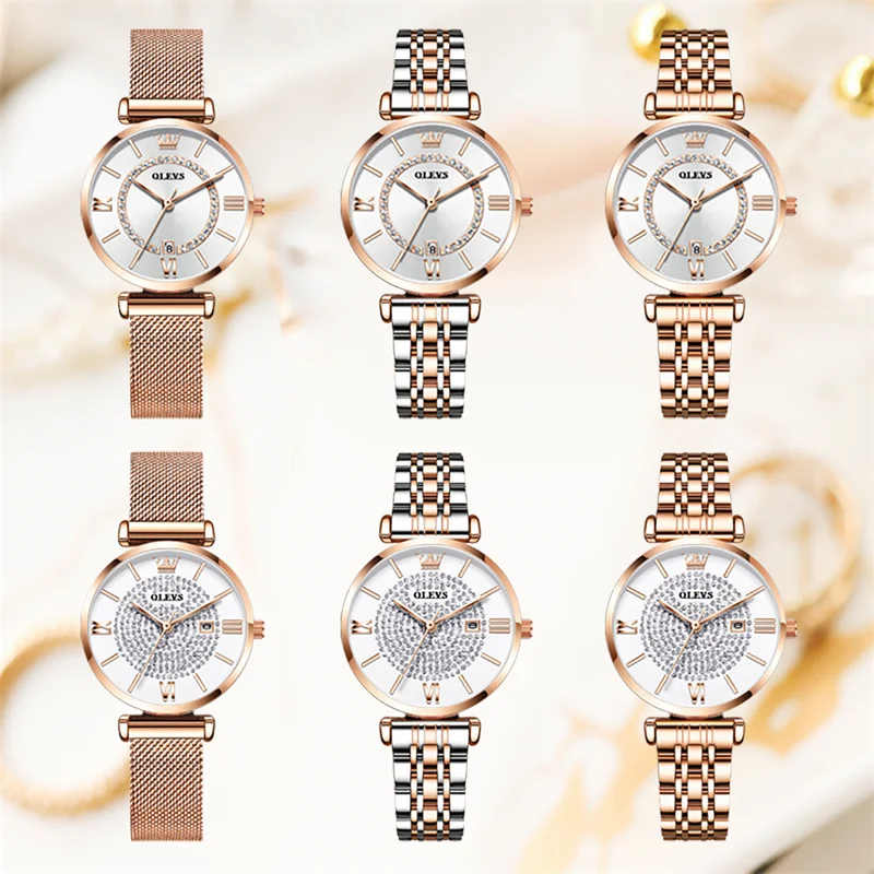 2023 OLEVS High Quality Watch Women Diamond Fashion Jewelry Chain Bracelet Waterproof Quartz WristWatches Ladies Watch Reloj enlarge
