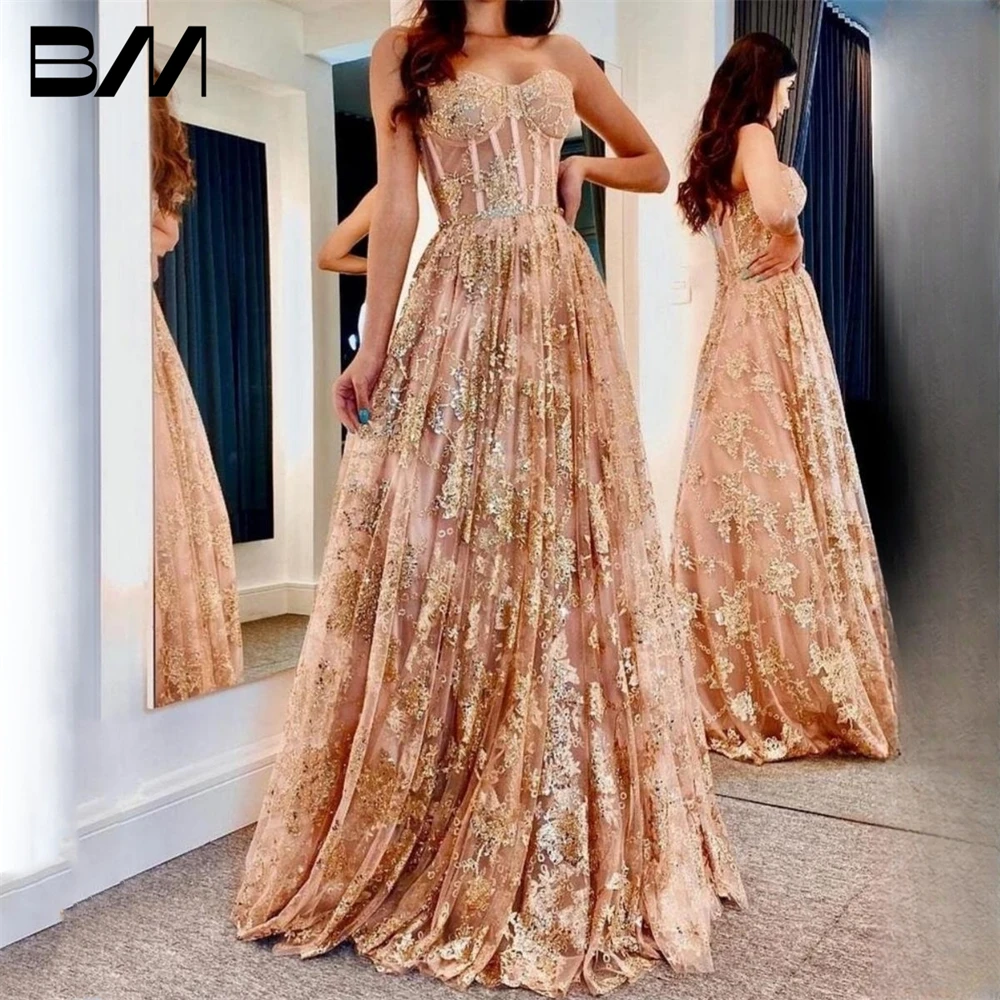 

Splendid Embroidery Tube Top Graceful Evening Dress A-line Prom Gown For Wedding Party Custom Made Maxi Luxury Unique Women Robe
