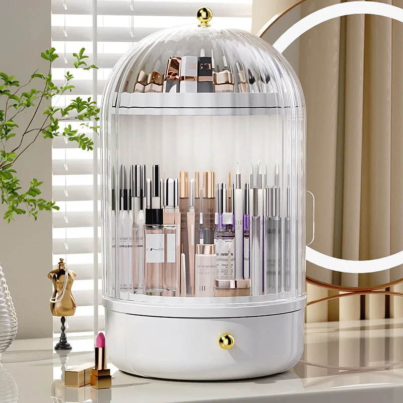 Вращающийся на 360 ° органайзер для макияжа роскошный вращающийся стеллаж