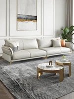 light luxury leather sofa head leather 2021 new italian small family three person sofa living room combination