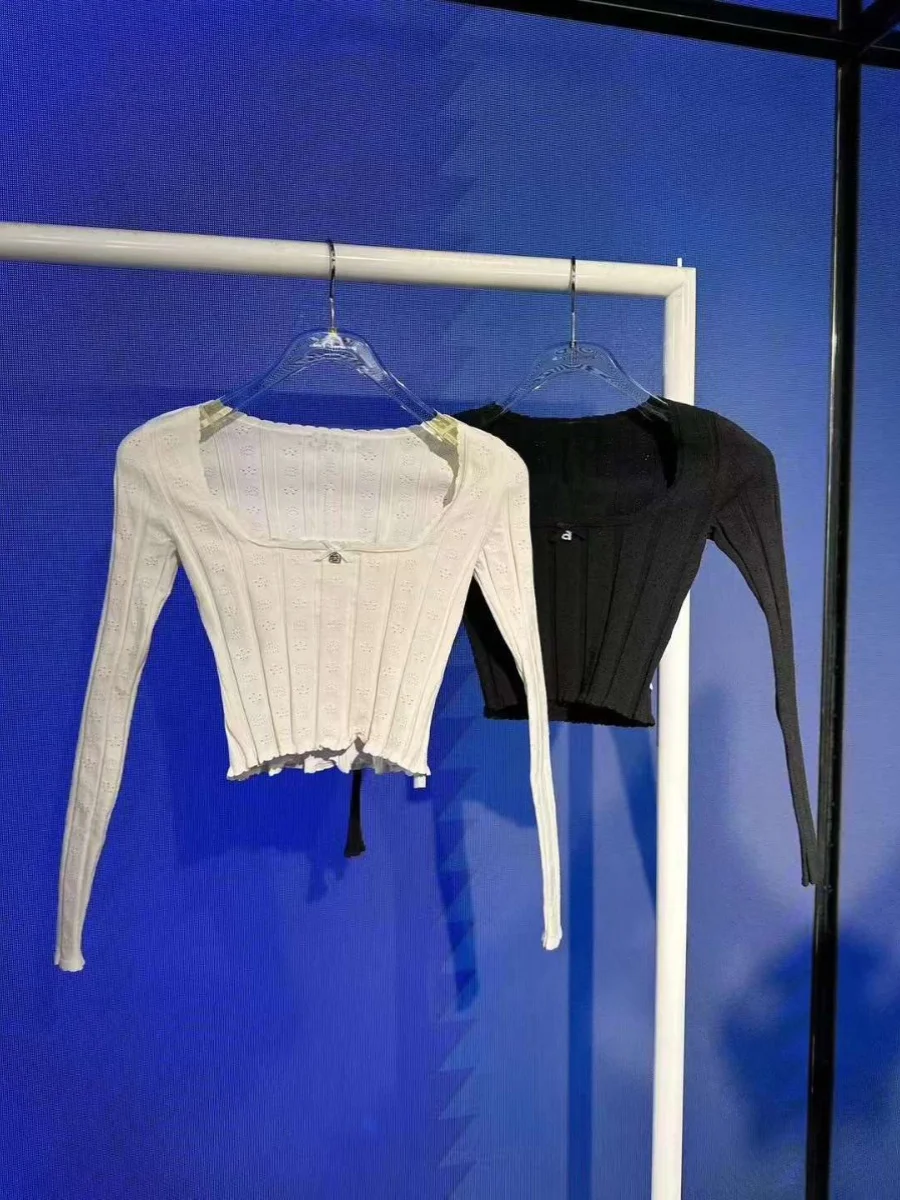  23 осенняя новая одежда King Black Letter вязаная женская рубашка с длинными рукавами и