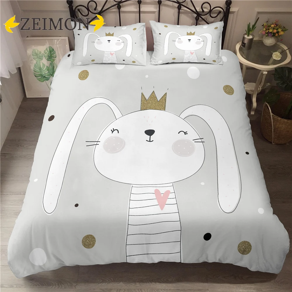 

ZEIMON Cute 3D Bedding Sets Cartoon Cat Polyester Duvet Cover Set 2/3pcs Twin Queen King Size Bed Clothes for Home Textiles