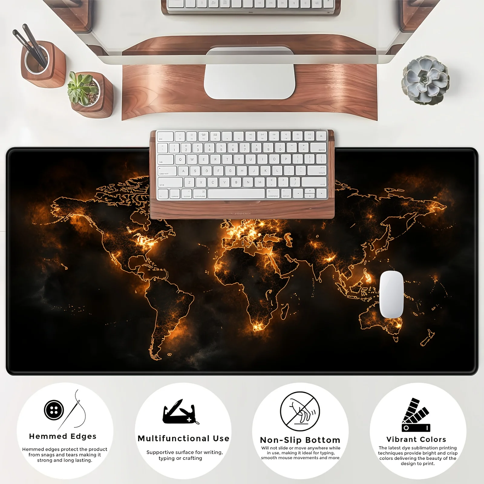 Большой игровой коврик для мыши с картой мира